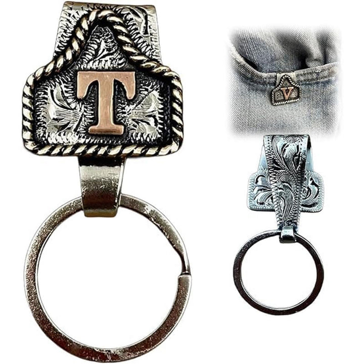 Porte-clés rétro en métal style cowboy western - T - image 21