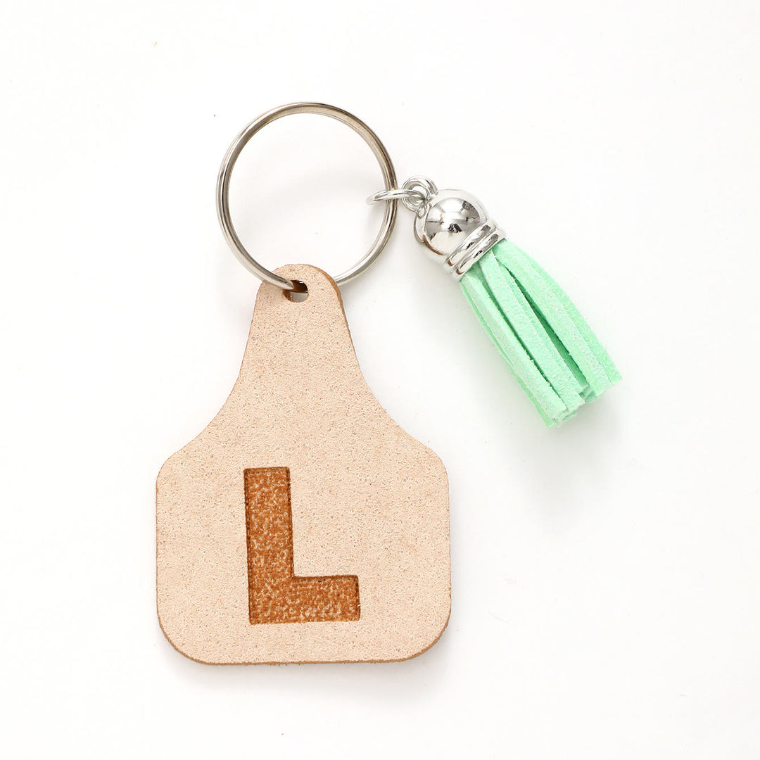 Porte-clés à pompon vert avec lettres de style minimaliste de ferme - L - image 14