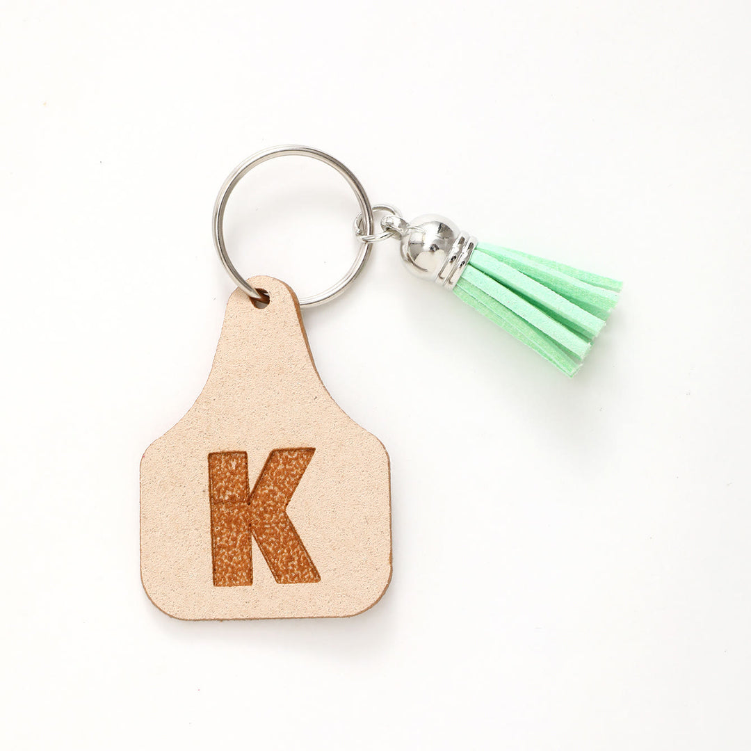 Porte-clés à pompon vert avec lettres de style minimaliste de ferme - K - image 13