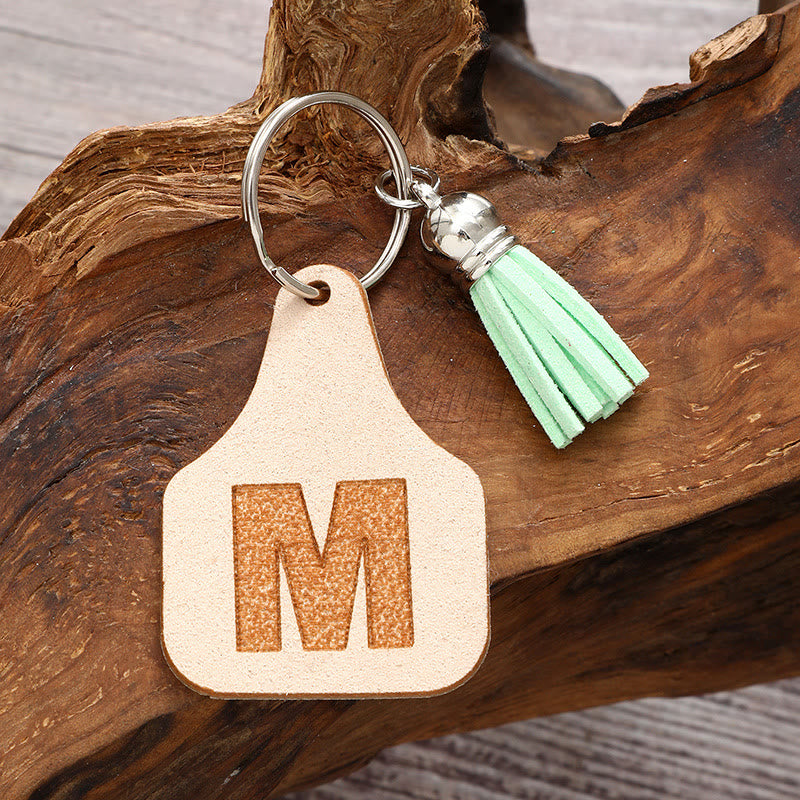 Porte-clés à pompon vert avec lettres de style minimaliste de ferme - image 1