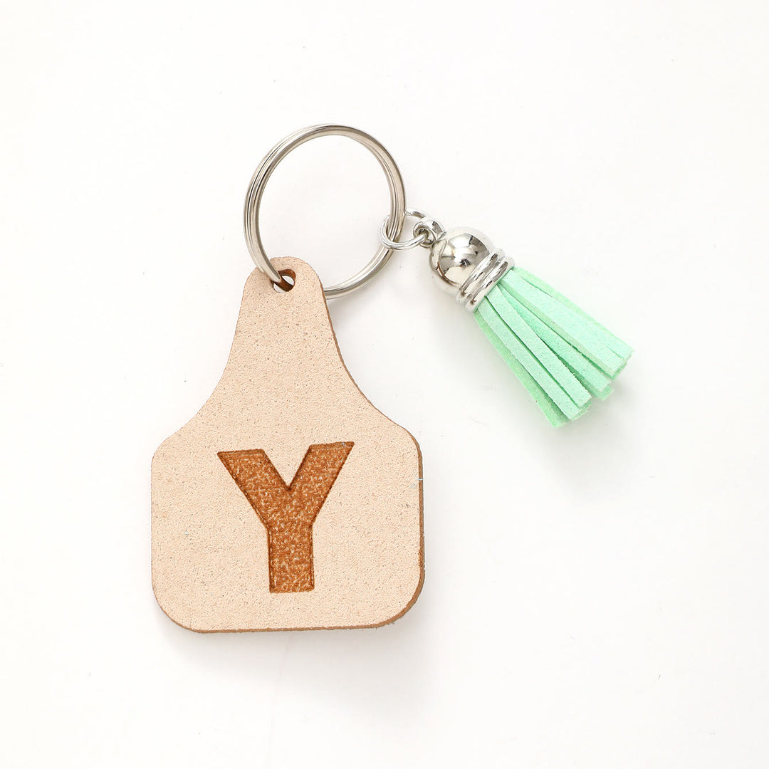 Porte-clés à pompon vert avec lettres de style minimaliste de ferme - Y - image 27