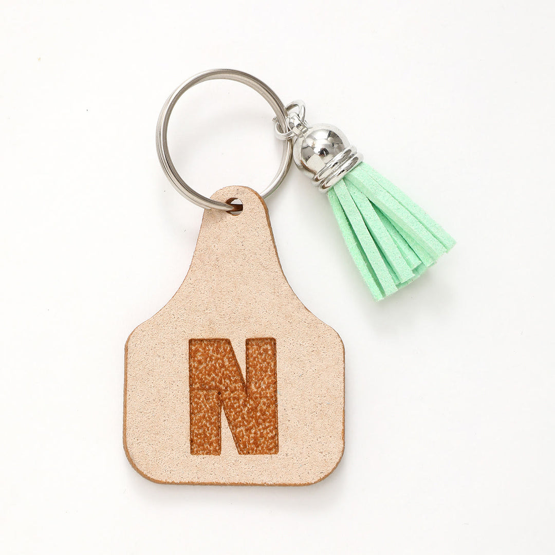 Porte-clés à pompon vert avec lettres de style minimaliste de ferme - N - image 16