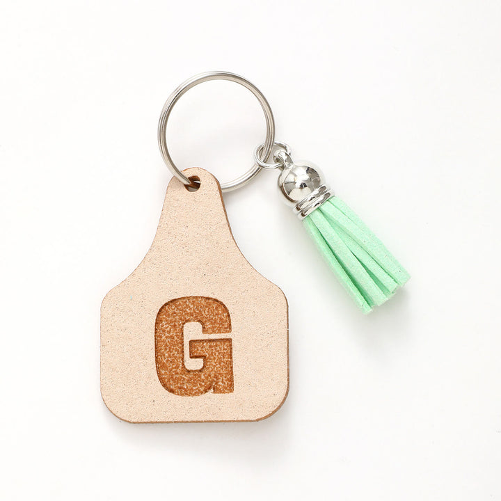 Porte-clés à pompon vert avec lettres de style minimaliste de ferme - G - image 9