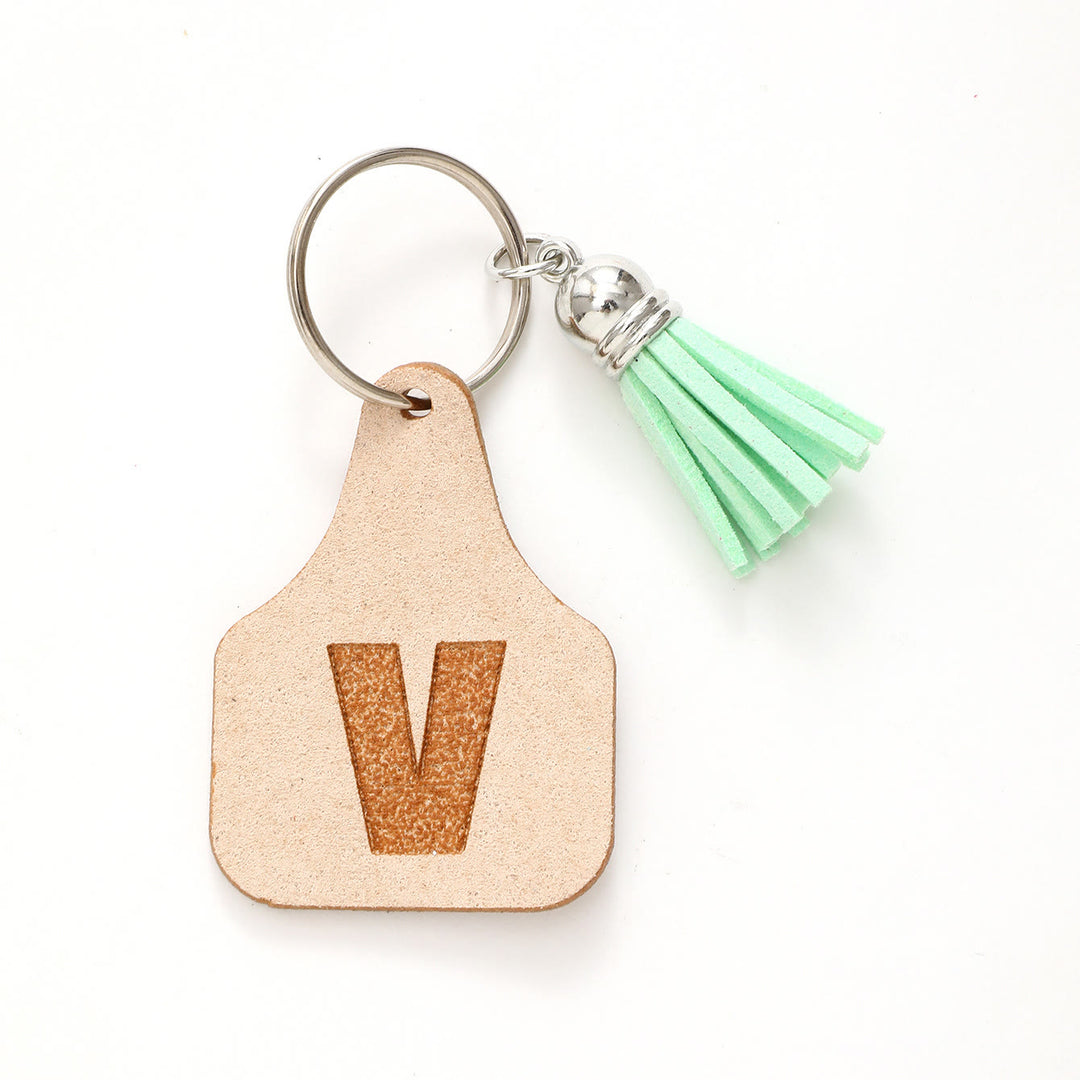 Porte-clés à pompon vert avec lettres de style minimaliste de ferme - V - image 24