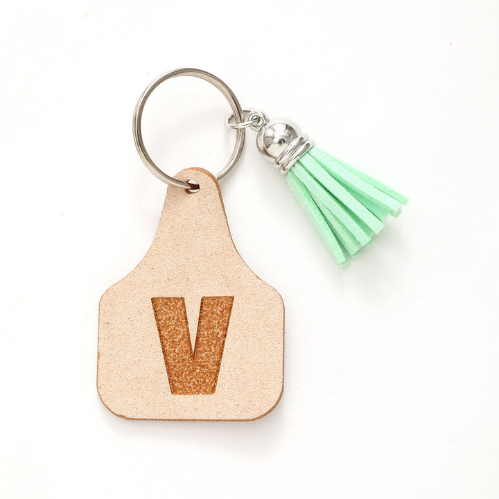 Porte-clés à pompon vert avec lettres de style minimaliste de ferme - V - image 24