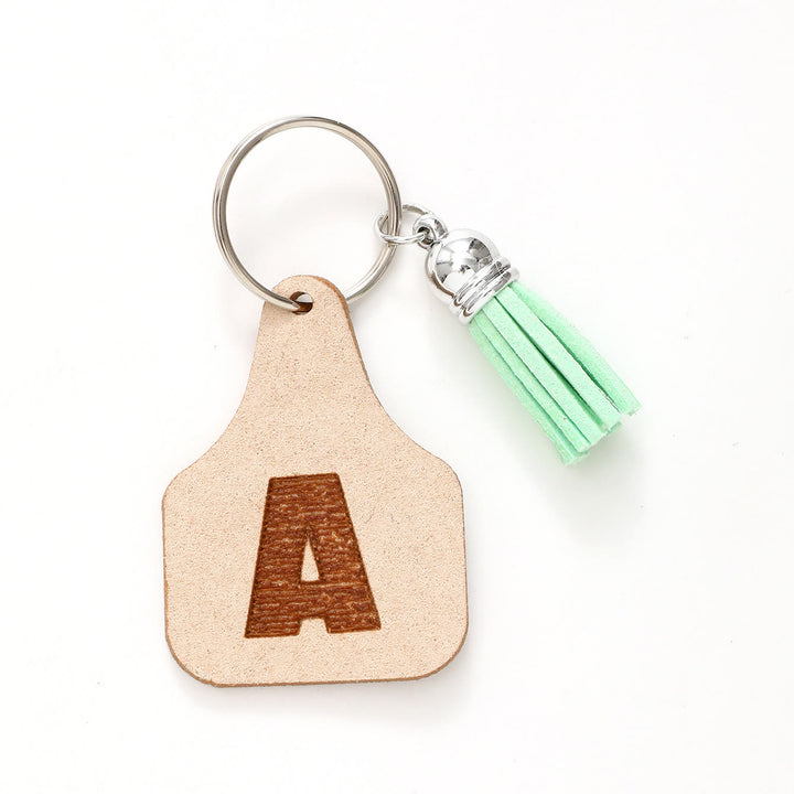 Porte-clés à pompon vert avec lettres de style minimaliste de ferme - UN - image 3