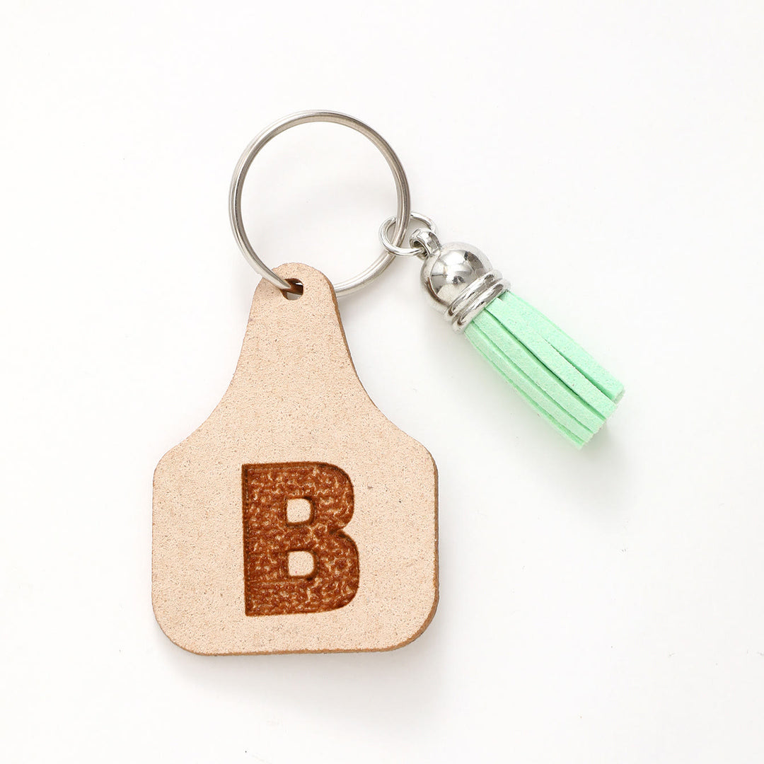 Porte-clés à pompon vert avec lettres de style minimaliste de ferme - B - image 4