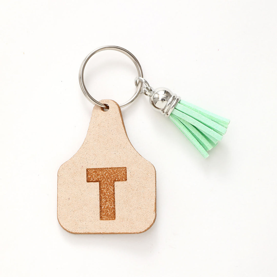 Porte-clés à pompon vert avec lettres de style minimaliste de ferme - T - image 22