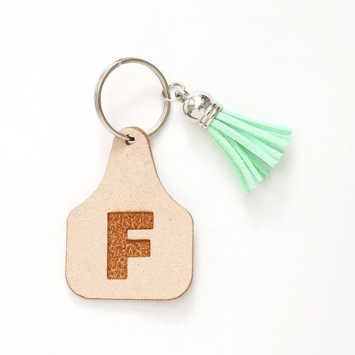 Porte-clés à pompon vert avec lettres de style minimaliste de ferme - F - image 8