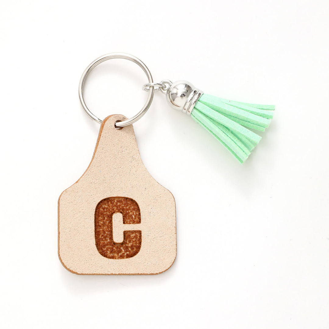 Porte-clés à pompon vert avec lettres de style minimaliste de ferme - C - image 5