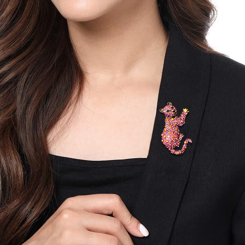 Grande broche de luxe en strass scintillants pour homme, motif tigre majestueux - image 16