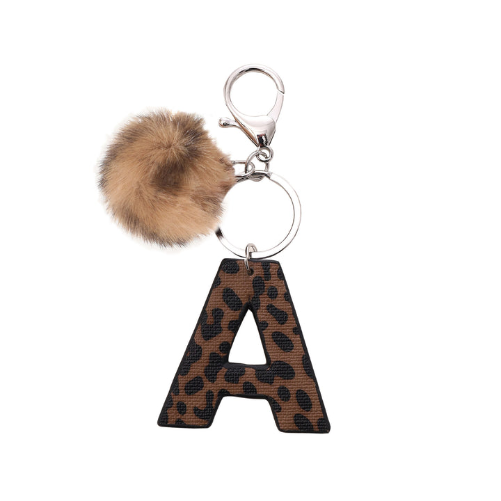 Porte-clés en cuir à imprimé léopard de style occidental avec boule en peluche - UN - image 3