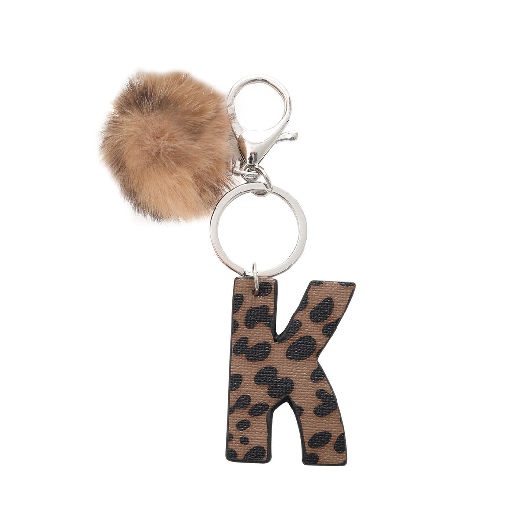 Porte-clés en cuir à imprimé léopard de style occidental avec boule en peluche - K - image 13