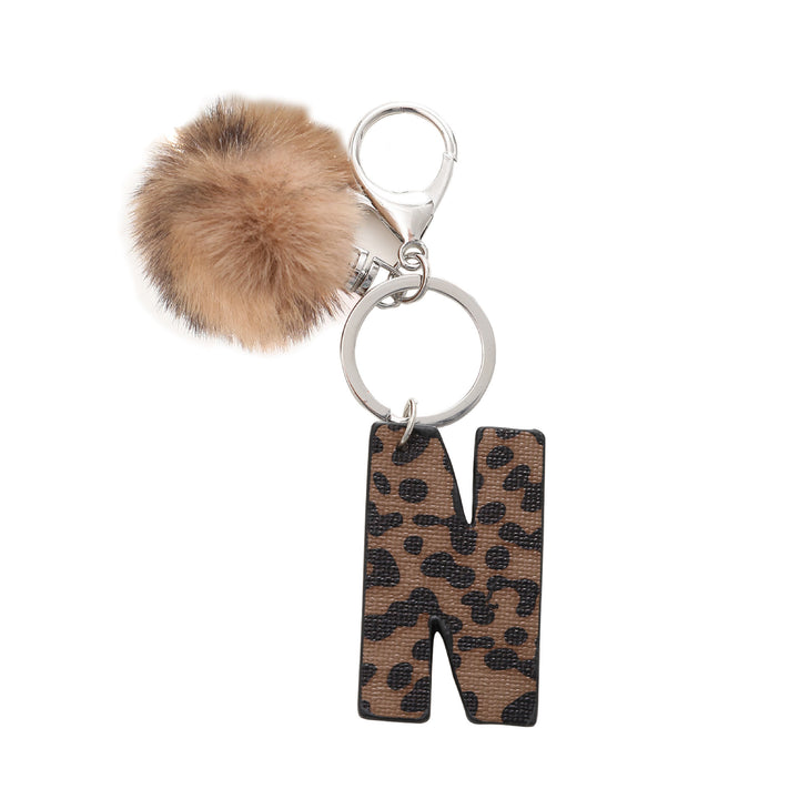 Porte-clés en cuir à imprimé léopard de style occidental avec boule en peluche - N - image 16