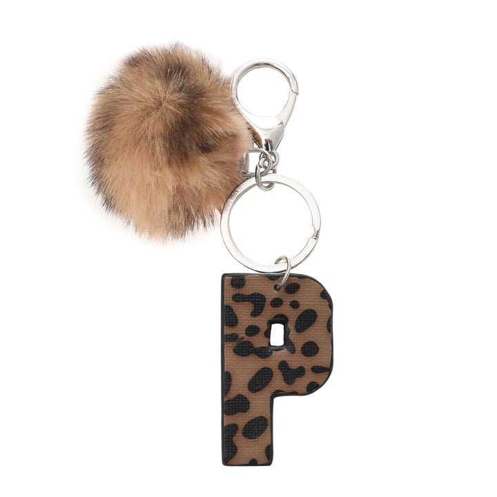 Porte-clés en cuir à imprimé léopard de style occidental avec boule en peluche - P - image 18
