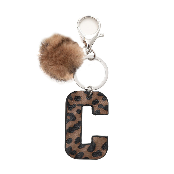 Porte-clés en cuir à imprimé léopard de style occidental avec boule en peluche - C - image 5