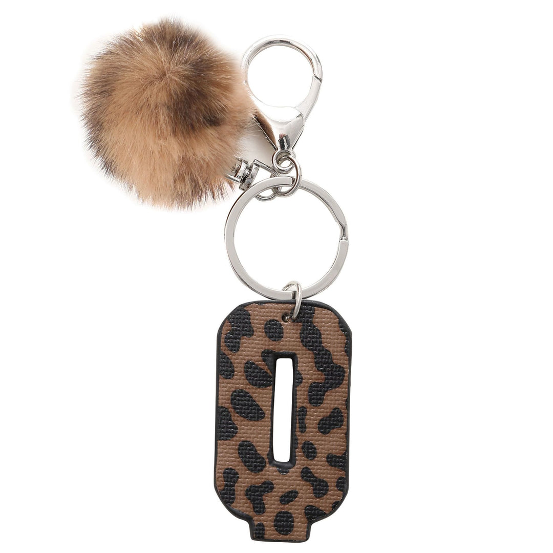 Porte-clés en cuir à imprimé léopard de style occidental avec boule en peluche - Q - image 19