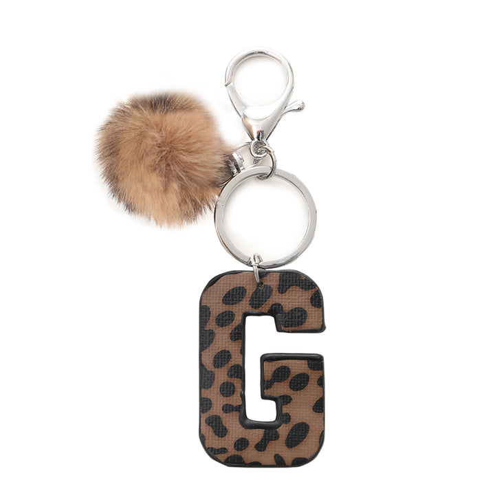 Porte-clés en cuir à imprimé léopard de style occidental avec boule en peluche - G - image 9