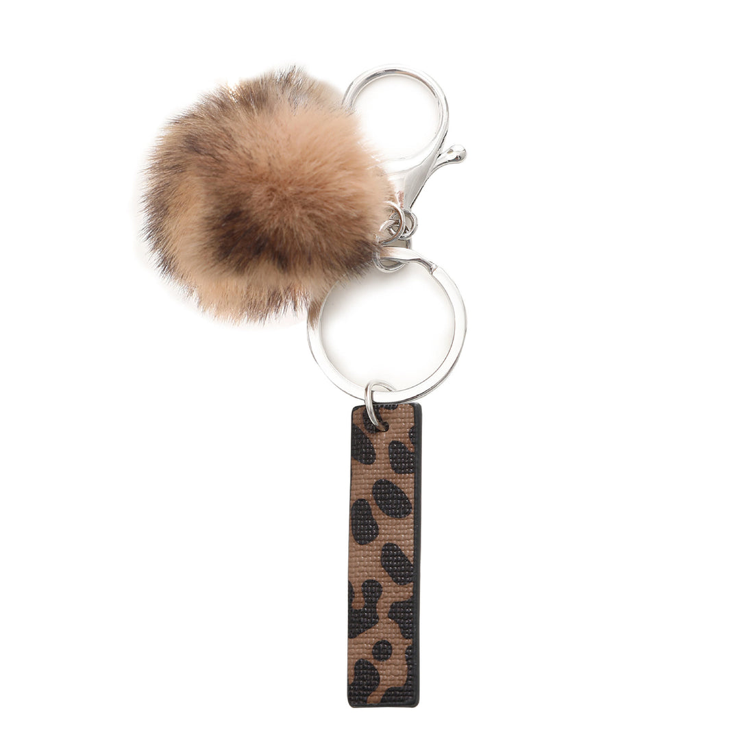 Porte-clés en cuir à imprimé léopard de style occidental avec boule en peluche - je - image 11