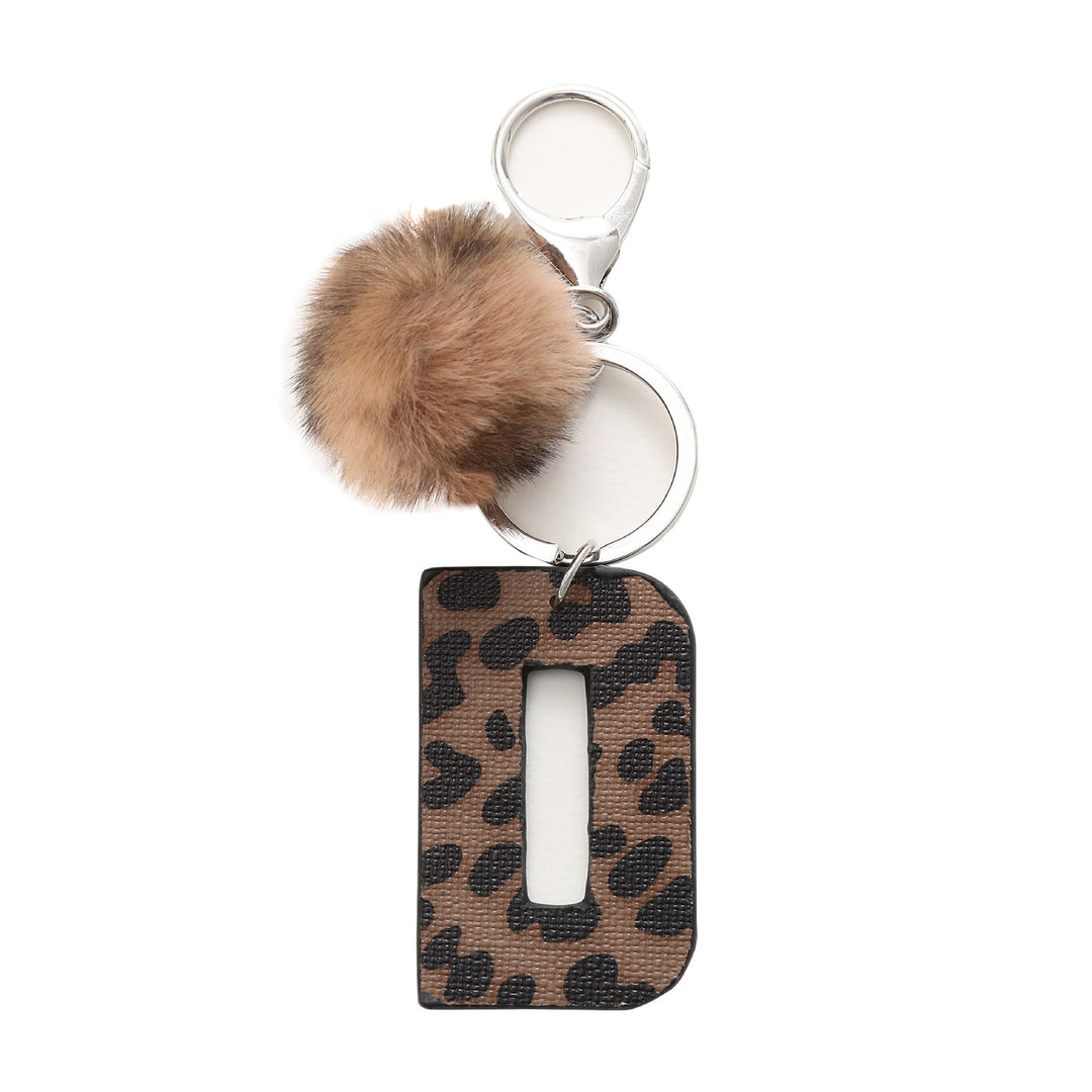 Porte-clés en cuir à imprimé léopard de style occidental avec boule en peluche - D - image 6