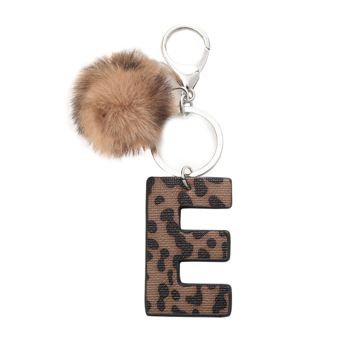 Porte-clés en cuir à imprimé léopard de style occidental avec boule en peluche - E - image 7