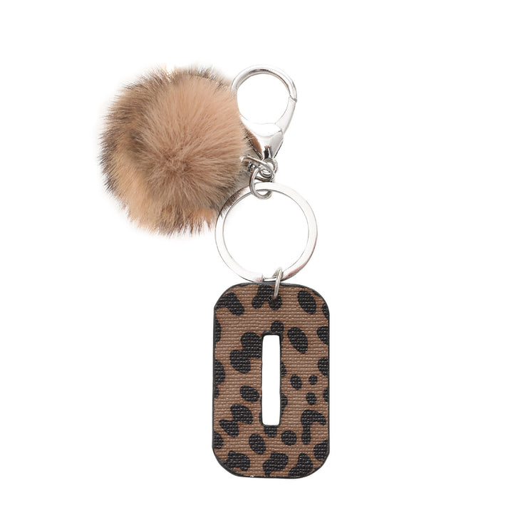 Porte-clés en cuir à imprimé léopard de style occidental avec boule en peluche - O - image 17