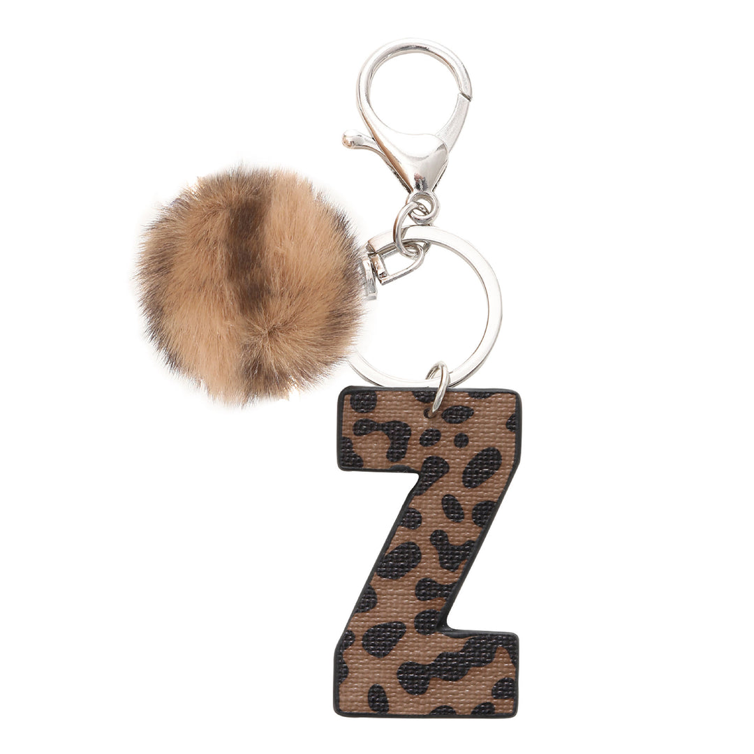 Porte-clés en cuir à imprimé léopard de style occidental avec boule en peluche - Z - image 28