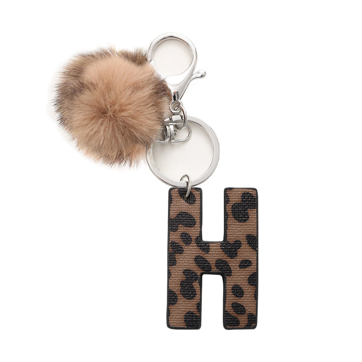 Porte-clés en cuir à imprimé léopard de style occidental avec boule en peluche - H - image 10