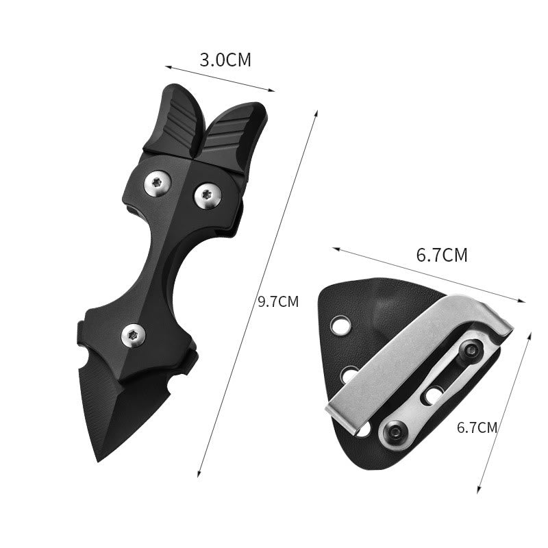Couteau EDC multifonctionnel portable en alliage de titane pour autodéfense - Noir (avec fourreau) - image 8