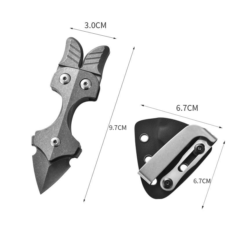 Couteau EDC multifonctionnel portable en alliage de titane pour autodéfense - Stone Wash (avec fourreau) - image 9
