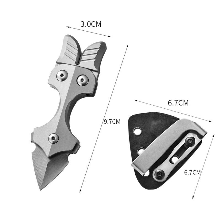 Couteau EDC multifonctionnel portable en alliage de titane pour autodéfense - Sablage (avec fourreau) - image 10