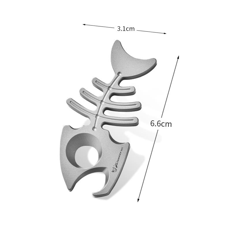 Porte-clés décapsuleur en forme d'arête de poisson en alliage de titane - Sablage - image 3