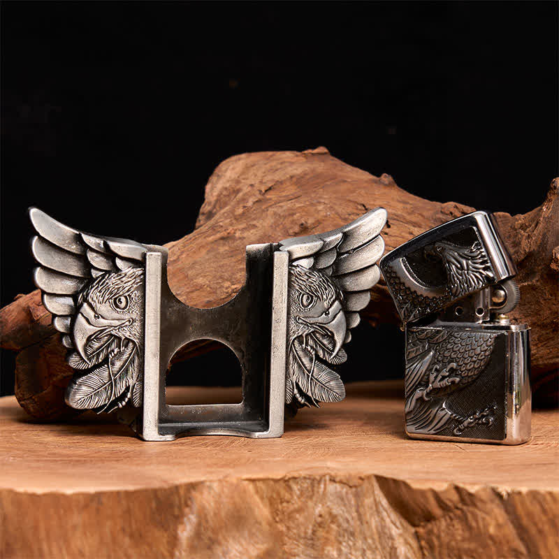 Ceinture en cuir de vautour argenté pour homme avec briquet caché - image 2