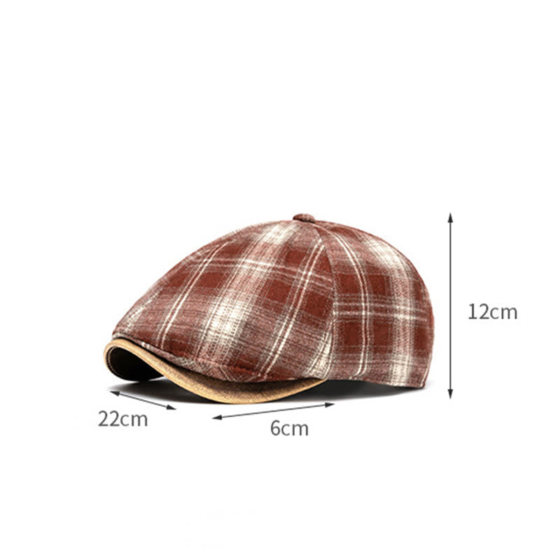 Béret à carreaux polyvalent, style rétro artistique, automne et hiver - image 11