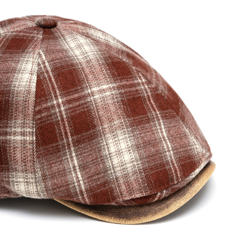 Béret à carreaux polyvalent, style rétro artistique, automne et hiver - image 2