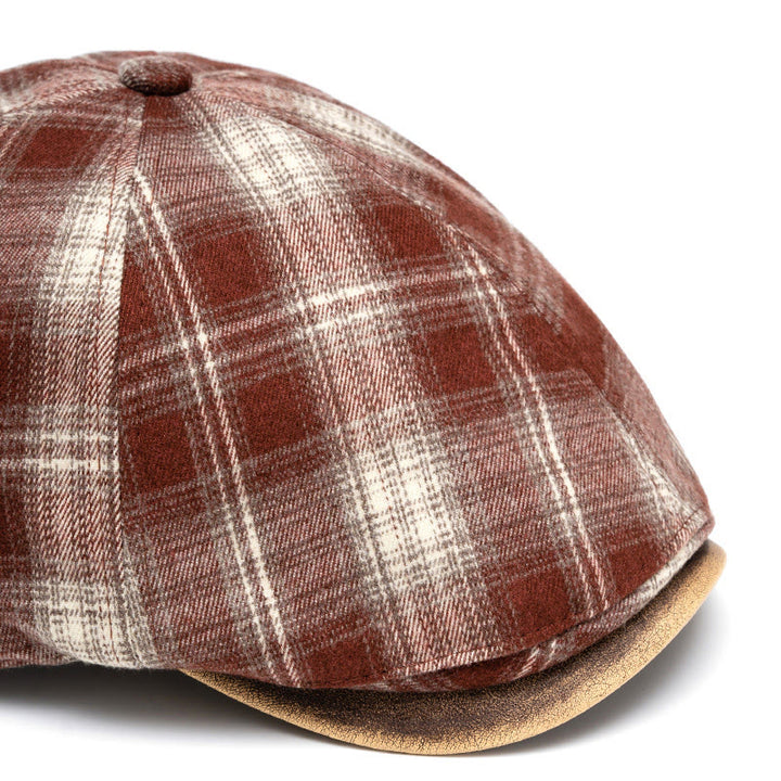 Béret à carreaux polyvalent, style rétro artistique, automne et hiver - image 2