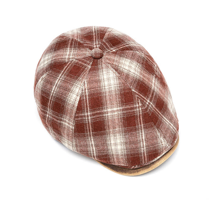 Béret à carreaux polyvalent, style rétro artistique, automne et hiver - image 6