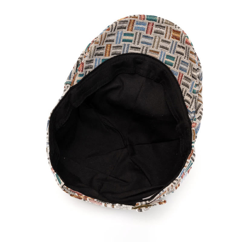 Béret artistique rétro en jacquard coloré à carreaux - image 6