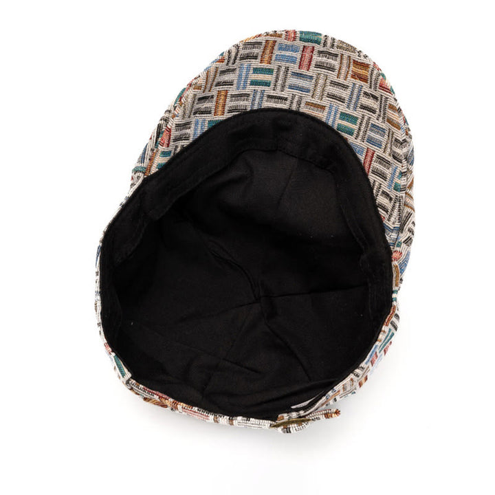 Béret artistique rétro en jacquard coloré à carreaux - image 6