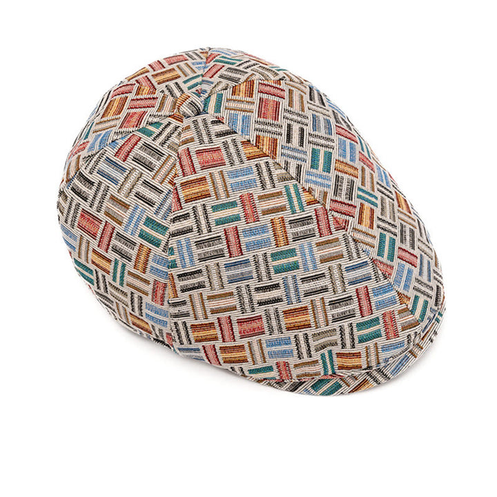 Béret artistique rétro en jacquard coloré à carreaux - image 3