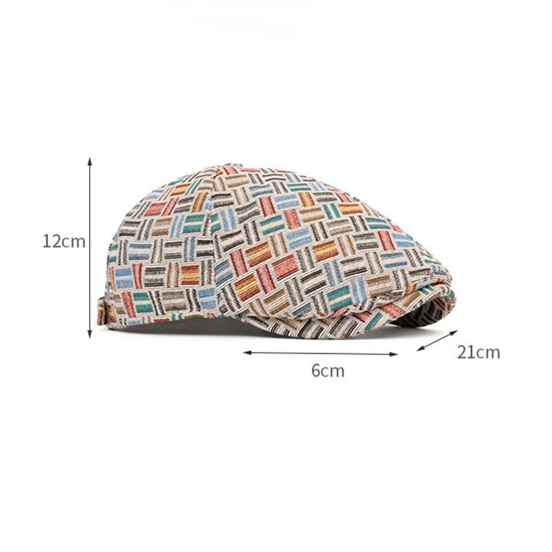 Béret artistique rétro en jacquard coloré à carreaux - image 8