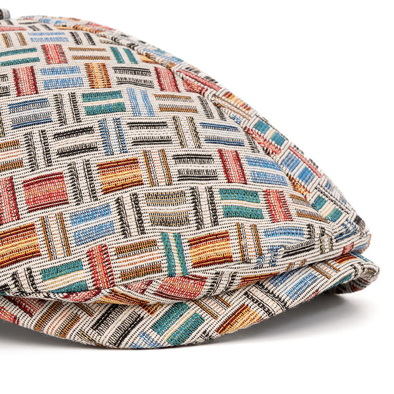 Béret artistique rétro en jacquard coloré à carreaux - image 4