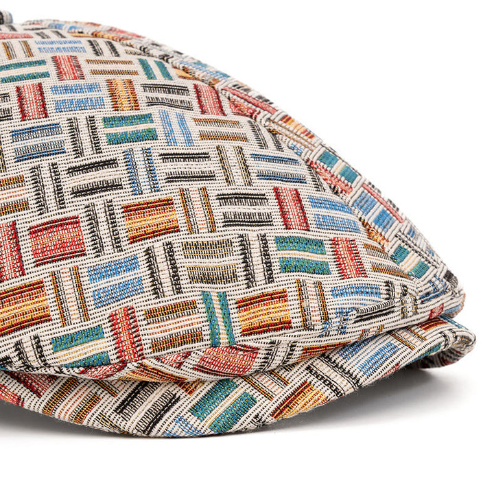 Béret artistique rétro en jacquard coloré à carreaux - image 4