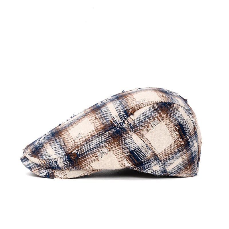 Béret à carreaux vintage à bords cassés pour l'automne et l'hiver - image 2