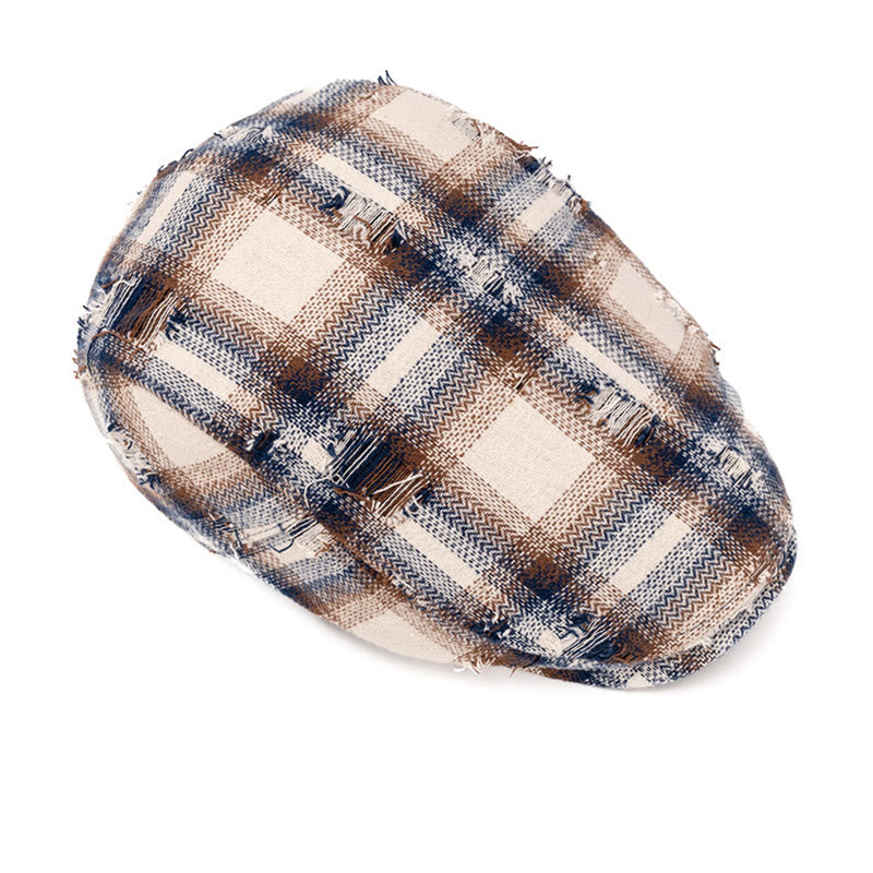 Béret à carreaux vintage à bords cassés pour l'automne et l'hiver - image 3