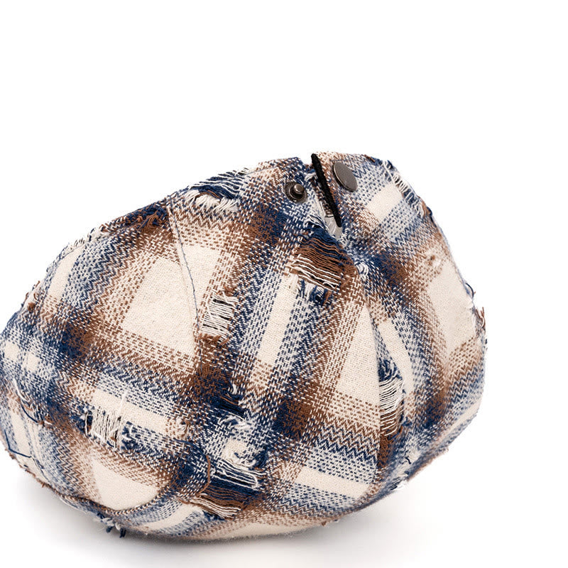 Béret à carreaux vintage à bords cassés pour l'automne et l'hiver - image 5