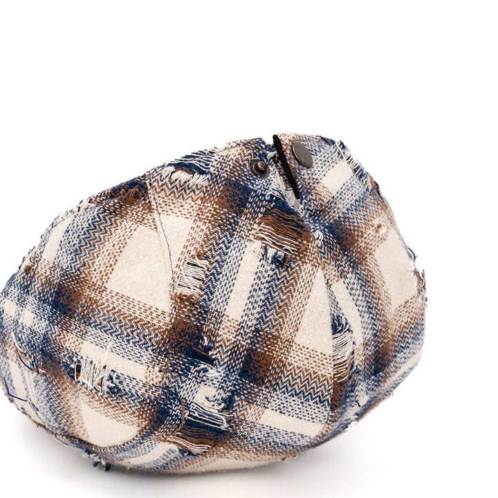 Béret à carreaux vintage à bords cassés pour l'automne et l'hiver - image 5