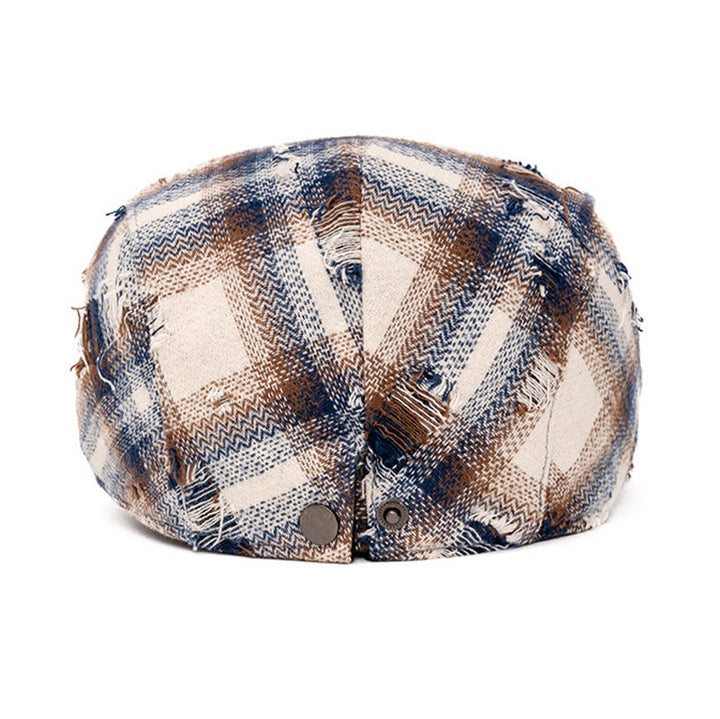 Béret à carreaux vintage à bords cassés pour l'automne et l'hiver - image 6