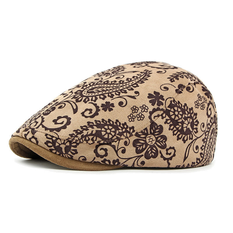 Béret personnalisé à imprimé noix de cajou de style ethnique - Kaki - Réglable (21 5/8"-22 7/8") - image 1