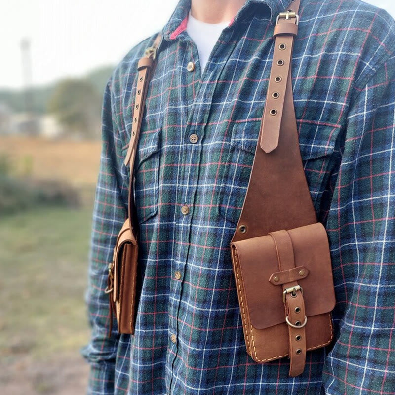 Sac à bandoulière en cuir antivol style punk rétro pour téléphone portable - image 1